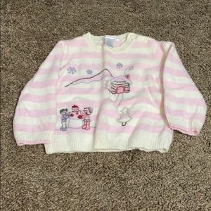 Long sleeve white and pink sweater